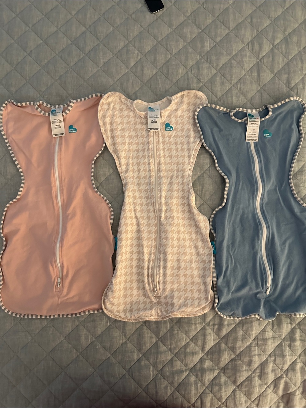 Love to Dream One-Piece Swaddles in Pink, Cream & Blue - 3 Pack